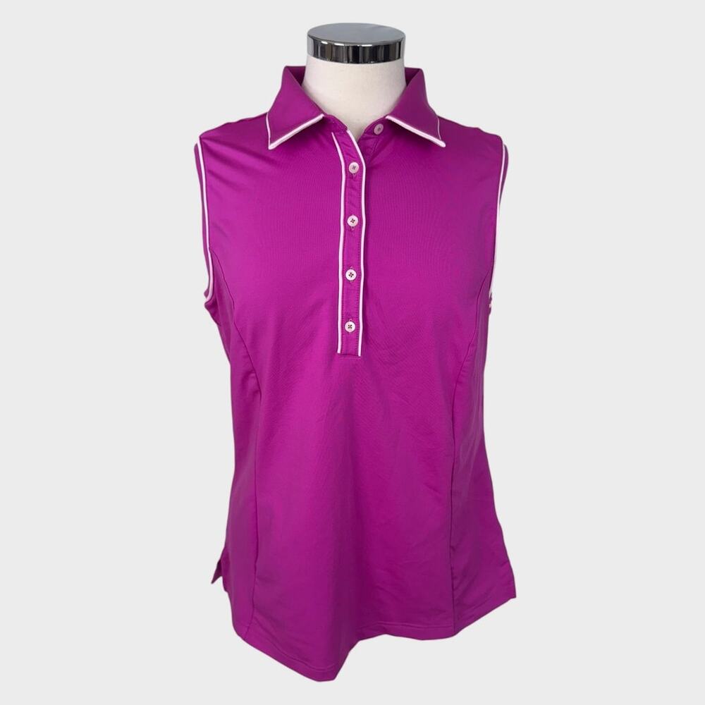 Adidas Golf ClimaCool Womens Large Purple Sleeveless Polo Shirt Polyester